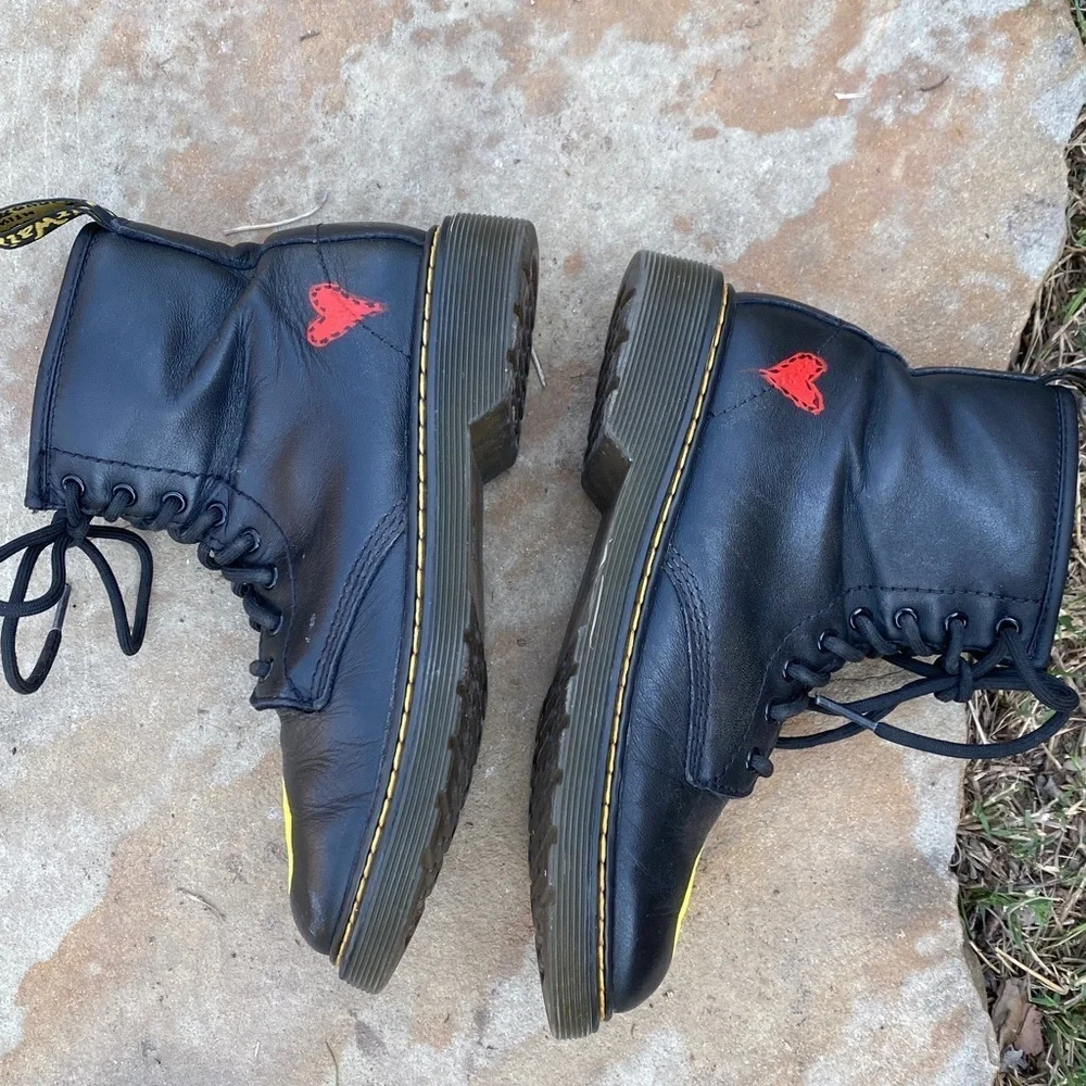 Dr. Martens 1460 combat boot lace up with side zip kids size 3 custom smiley 😊